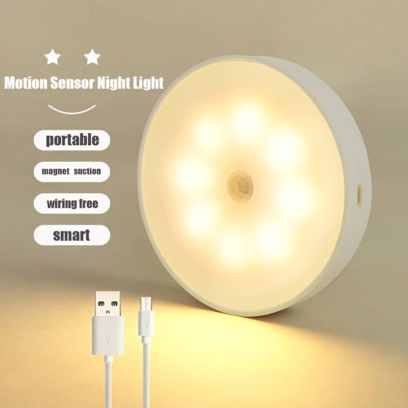LED Motion Sensor Night Light | USB Rechargeable Wireless Wall Light for Hallways